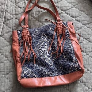 The Sak Navy and Tan Southwestern Patterned Tote